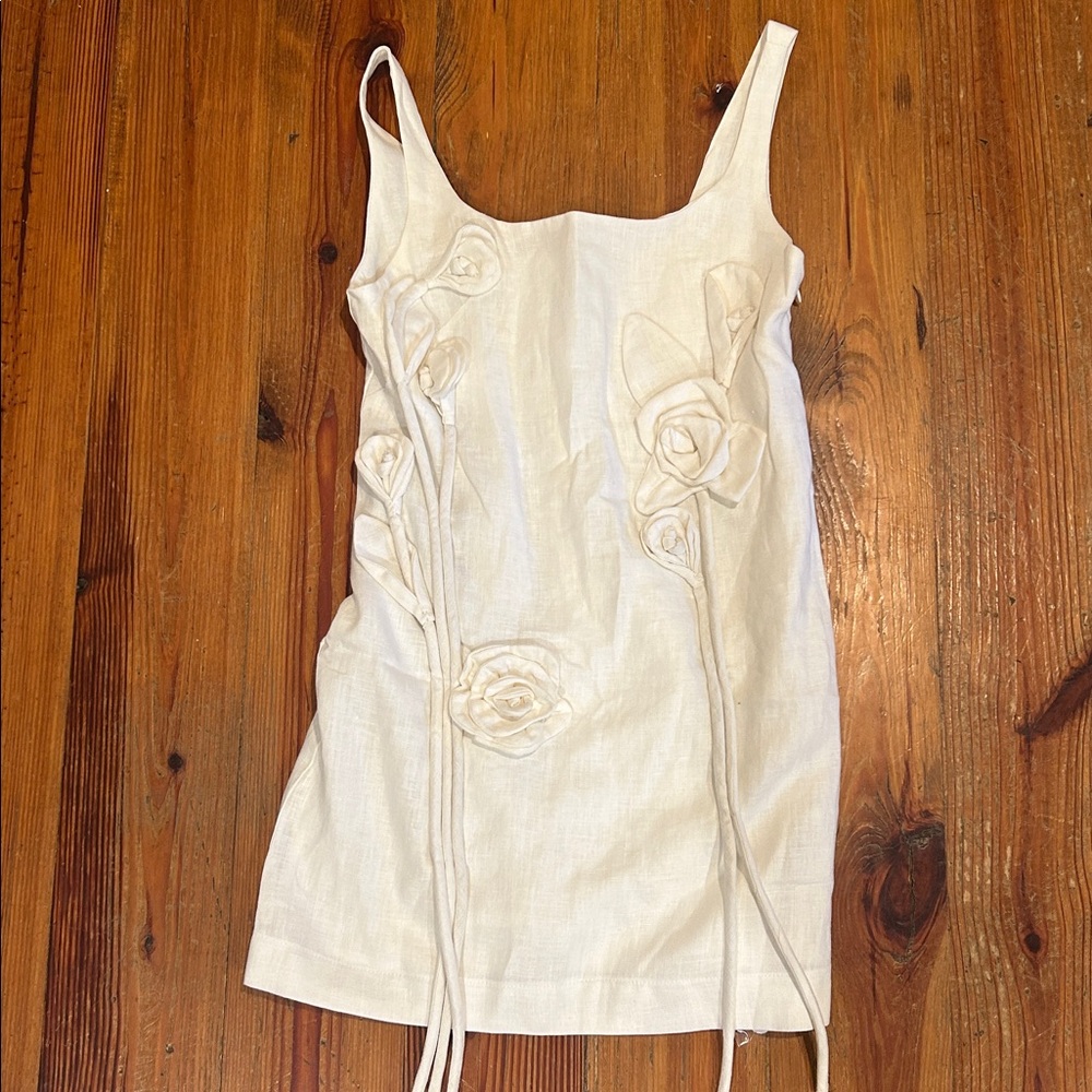 FARM Rio Cream Dress with Textured Buttons